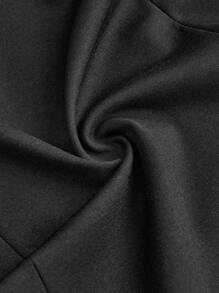 Mainfolk Easy Care Stretch Summer Men Knitted Solid Color Business Blazer, For Fall Winter - Black - View 8
