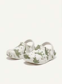Cozy Pixies Kids Cute And Fun Dinosaur Print Cartoon Baby Clogs, Fashionable And Casual Outdoor Slippers