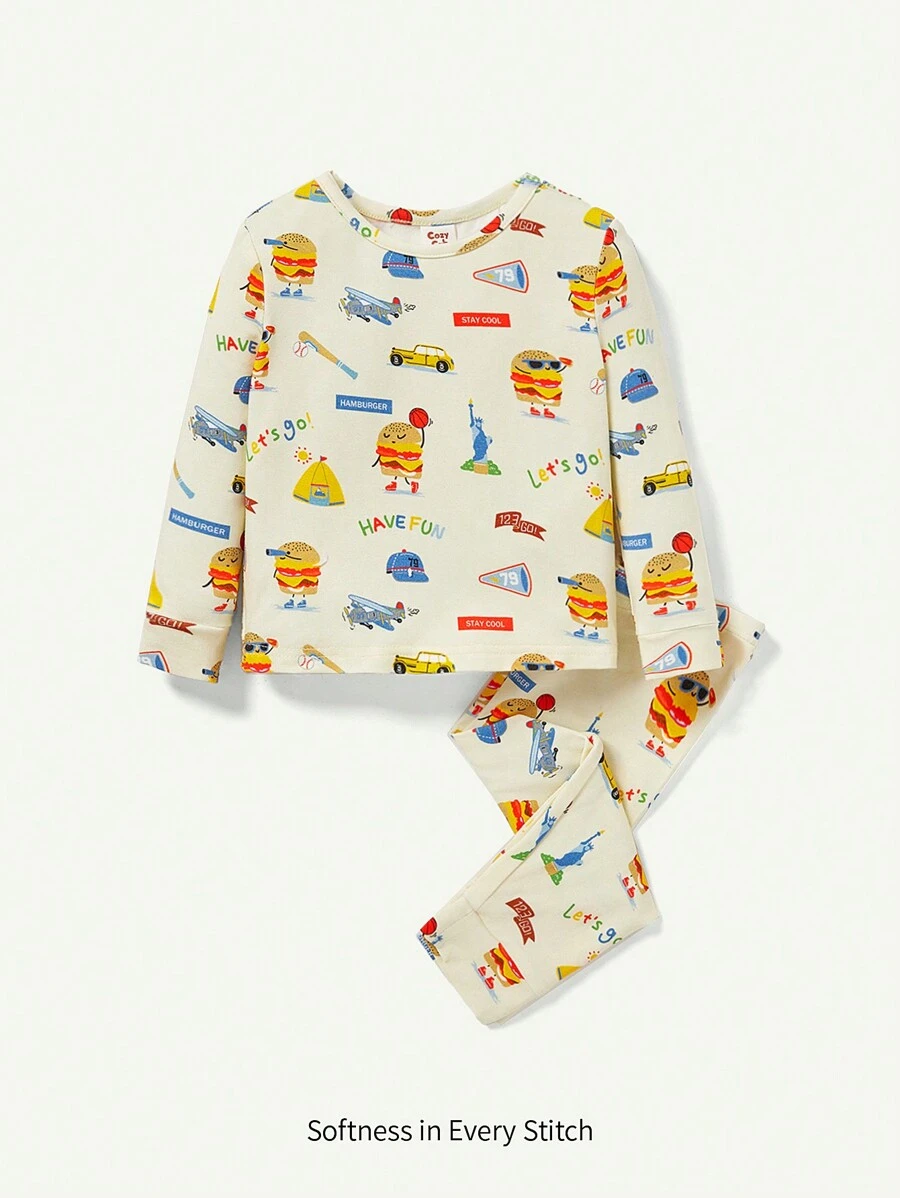 Cozy Pixies Baby Girl Cartoon Graphic Long Sleeve Top & Pants PJ Set