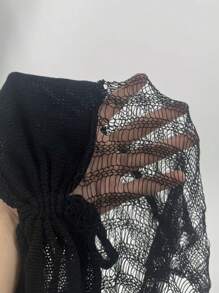 SHEIN Unity Áo len dài tay màu trơn thời trang dành cho nữ - màu đen - Xem 7