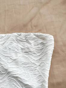 Soleia 女士假日纹理露肩上衣，女士休闲不对称，索环孔眼，拉链露肩修身白色纯色女士上衣，春夏，休闲日常穿着 - 白色 - 查看 4