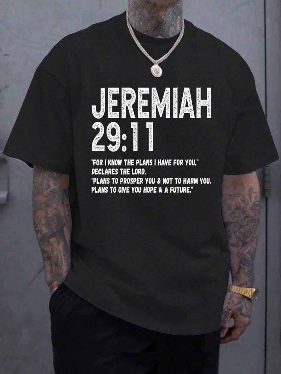 Áo thun nam tay ngắn rộng rãi, thoải mái, có in chữ - màu đen - Xem 1