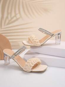 女士新款夏季/秋季休閒極簡拖鞋，防滑厚底開放式輕便涼鞋，簡約戶外拖鞋 - 杏色 - 查看 4