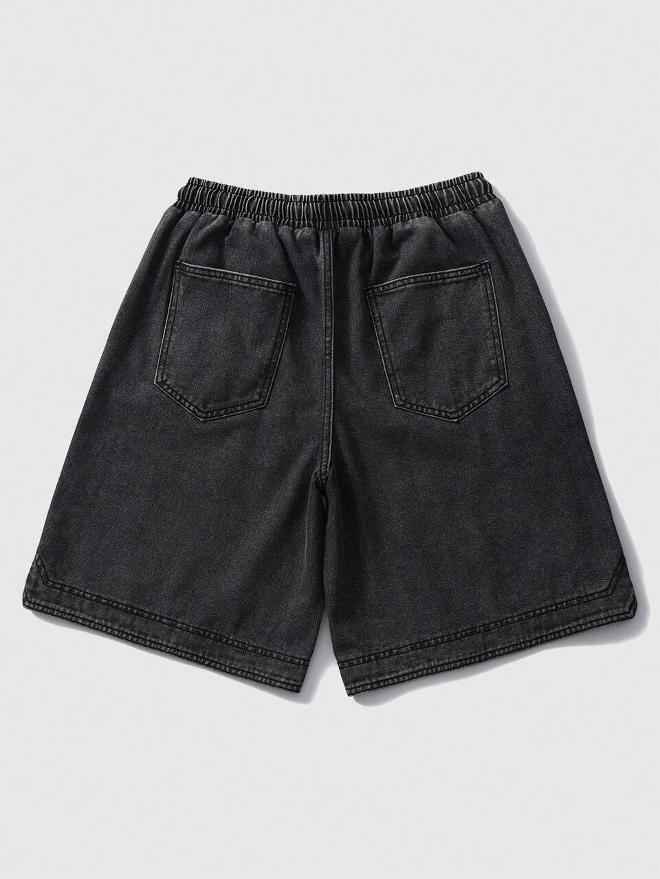 Men Slogan Printed Denim Shorts, Suitable For Daily Wear In Spring And Summer