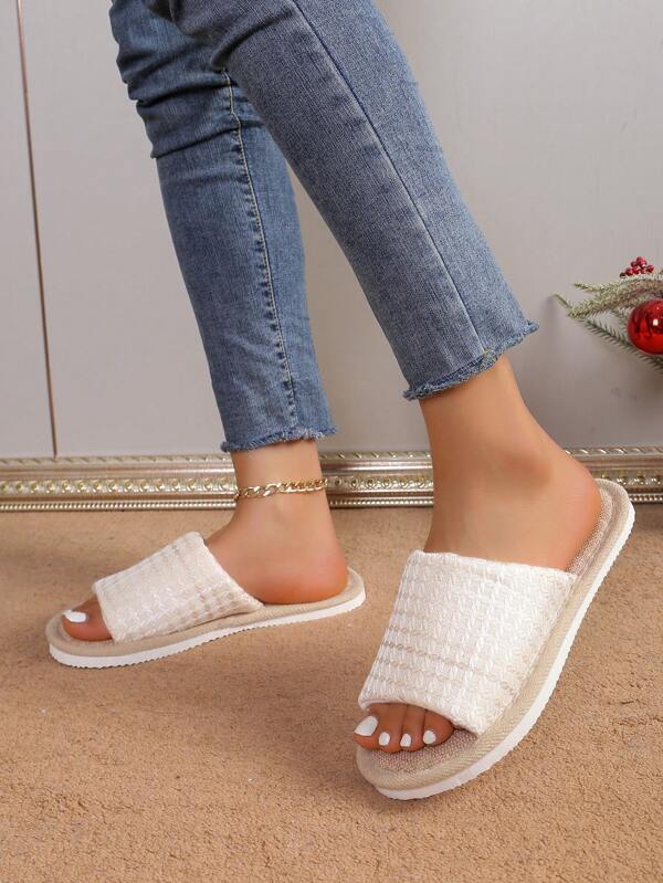 Chaussons en lin pour hommes et femmes, chaussons d'intérieur anti-dérapants avec semelles souples, conviennent pour les saisons de printemps et d'automne