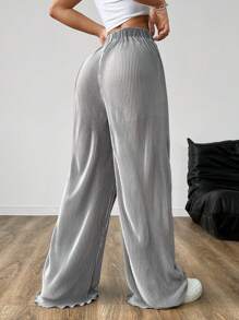 SHEIN EZwear Damen Schlichte, Graue Webhose - Grau - Übersicht 2