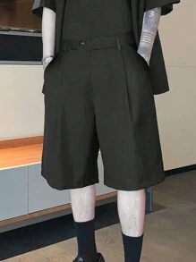 Manfinity EMRG 男士純色鬆身寬腿休閒短褲