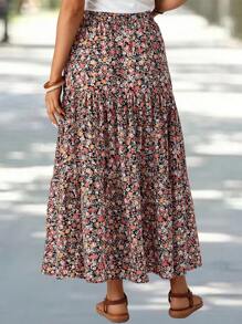 EMERY ROSE Women's Patchwork Floral Print Long Midi Skirt Summer