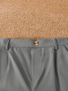 SHEIN Tween Boy Solid Color Pleated Casual Tapered Pants, Suitable For School Events And Gatherings