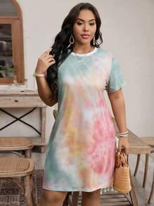 SHEIN LUNE Váy cổ tròn tay ngắn in họa tiết Plus Size dành cho nữ - Nhiều màu - Xem 5