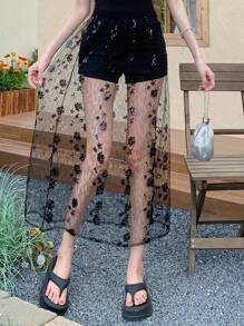 DAZY Women Sexy Sheer Mesh See-Through Skirt