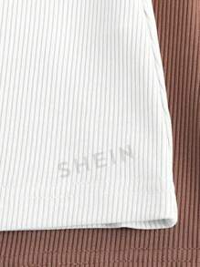 INAWLY Camiseta básica de verano de color sólido con tejido de costilla