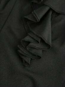 Teen Girl Lace Trimmed Solid Color Simple Style Sundress - Black - View 4