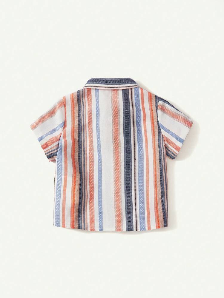 Baby Boy Summer Striped Print Shirt & Plain Color Shorts