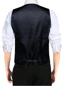 4pcs Men's Jacquard Vest, Tie, Cufflinks, Handkerchief Set (Shirt Not Included) - Grey - View 3