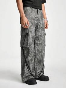 Manfinity VCAY Men Casual Snake Pattern Printed Multi-Pocket Cargo Pants