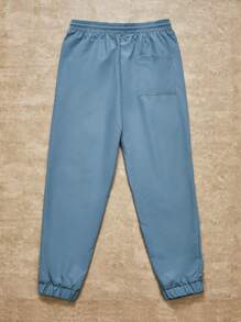 Manfinity VCAY 宽松男士字母拼接抽绳腰部胡萝卜裤 - 霧霾藍 - 查看 2