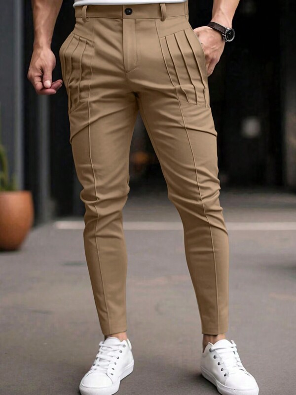 Manfinity Homme Men Solid Color Casual Suit Trousers With Pockets