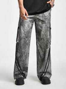 Manfinity VCAY Men Casual Snake Pattern Printed Multi-Pocket Cargo Pants
