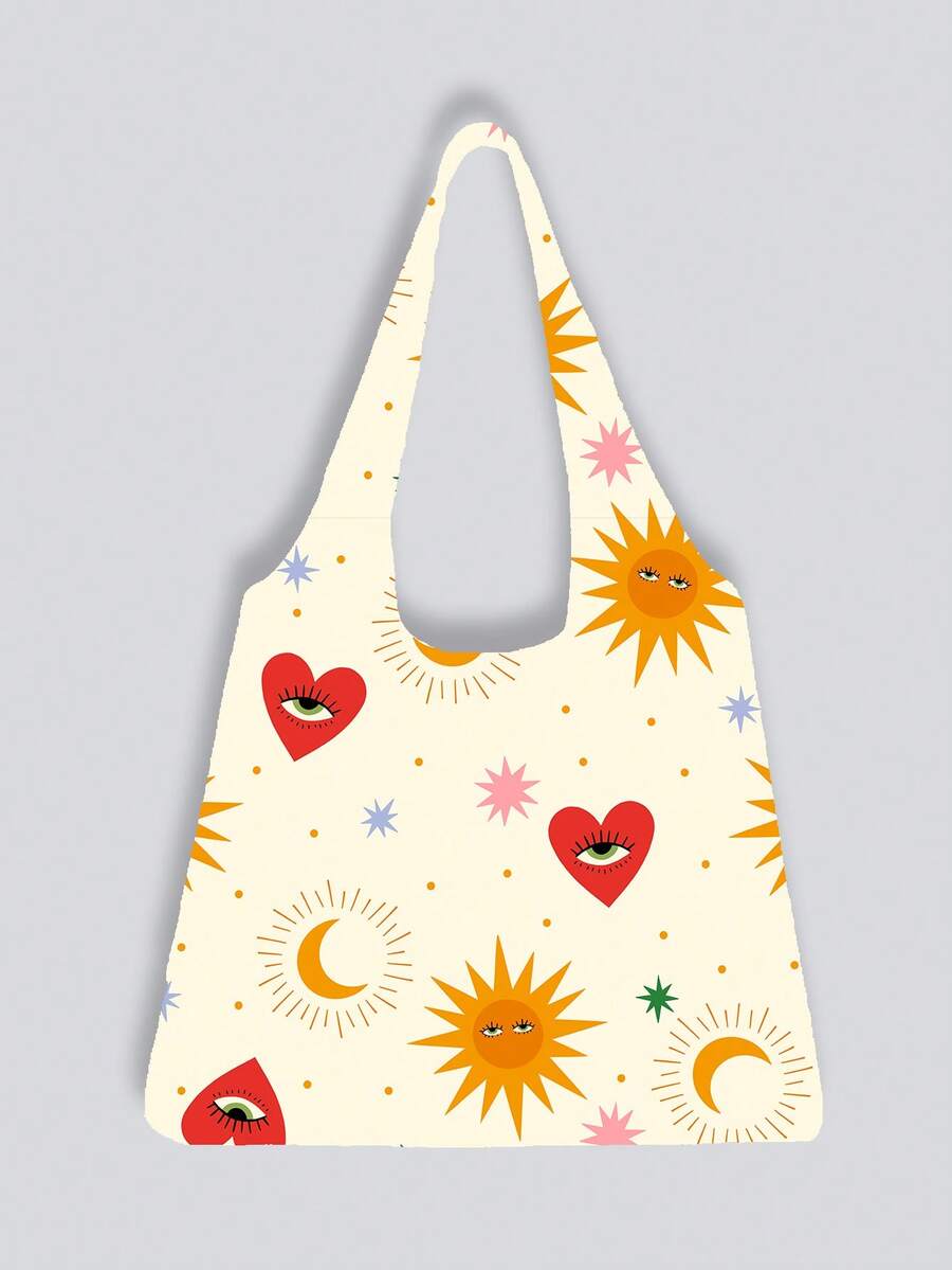 Milena Braga Art Túi Tote Vest Họa Tiết Mặt Trời Tình Yêu Màu Be Kỳ Nghỉ, Sức Chứa Lớn Cho Sinh Viên Đại Học Ngày Lễ Tình Nhân - Nhiều màu - Xem 1