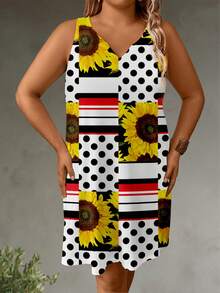 SHEIN LUNE 女款V領夢幻水母印花短袖T恤 - 彩色 - 查看 5