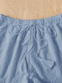 Soleia Conjunto informal de 2 piezas para mujer para vacaciones, top de manga corta con dobladillo acampanado y pantalones cortos con cinturón en la cintura