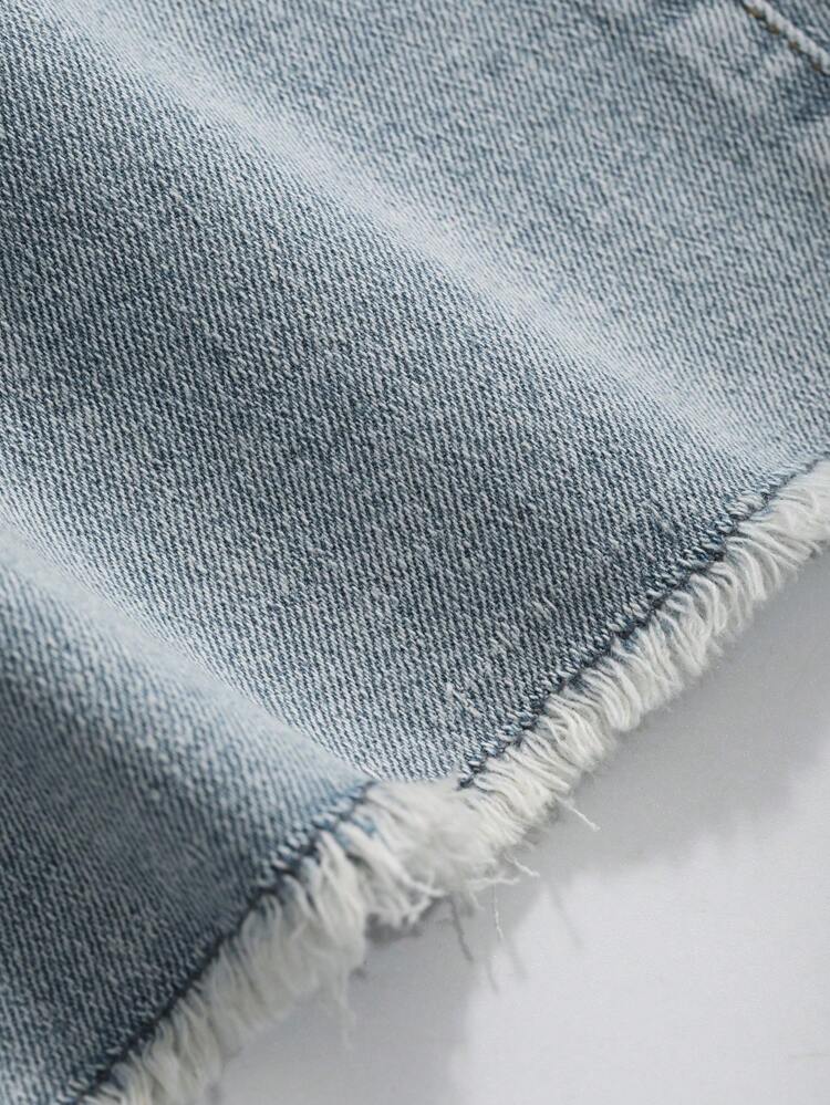 Women Casual Slim Fit Flared Jeans With Frayed Hem