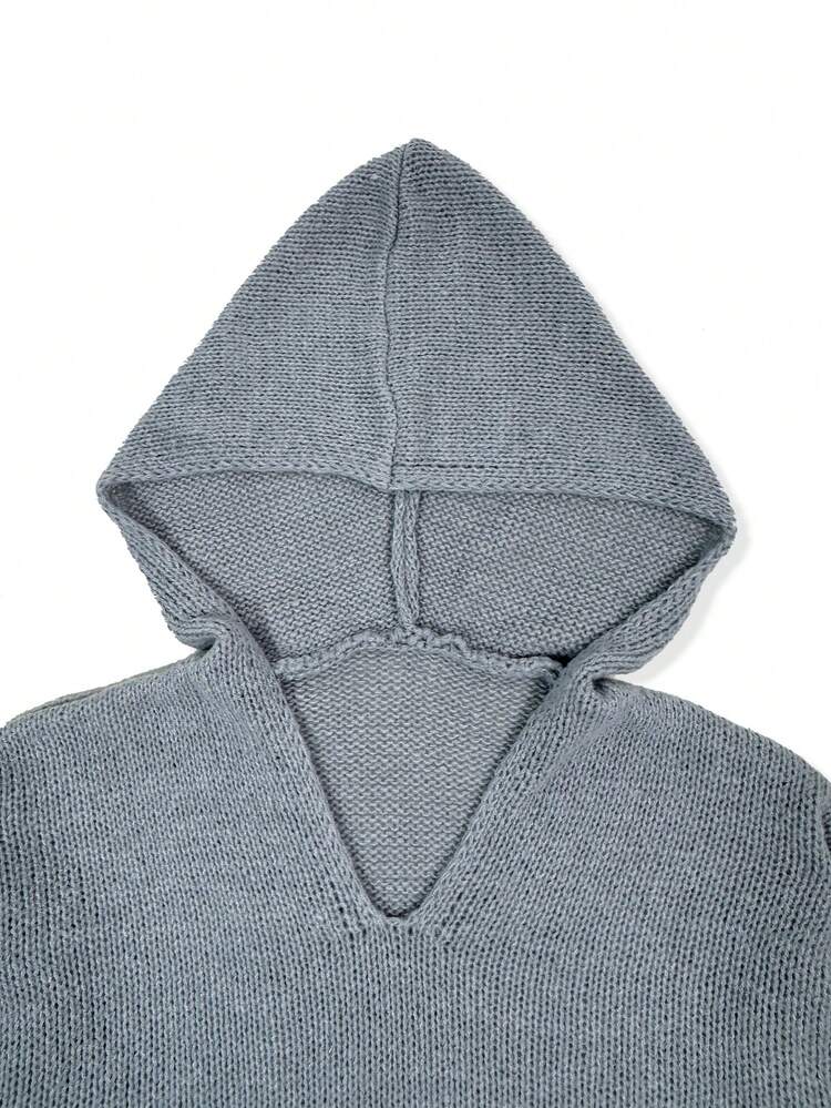 Plus Size Women's Loose Fit Hooded Pullover Sweater Knit Pullover Fall Winter