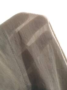 FRIFUL Women Solid Color Raglan Sleeve Stand Collar Loose Blouse For Spring/Summer Linen Long Sleeve - Khaki - View 4