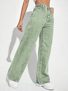 SHEIN ICON Lässige, Täglich Passende Jeans Mit Geradem Bein Für Damen