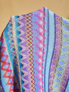 Slaydiva Plus Size Holiday Fashion Knitted Striped Backless Bodycon Halter Dress - Blue - View 7