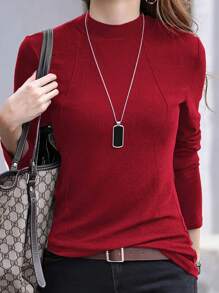 INAWLY Women's Long Sleeve T-Shirt With Stand Collar