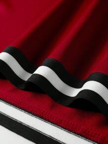 Manfinity Homme 男士彩色拼接邊緣圓領休閒春夏短袖T恤 - 紅色 - 查看 5