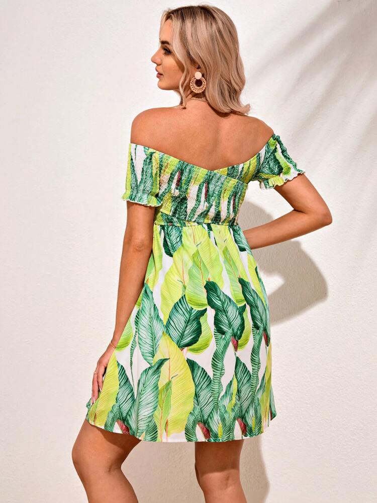 Maternity Island Vacation Beach Short Sleeve Cross Off Shoulder Short Dress