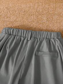 SHEIN Tween Boy Solid Color Pleated Casual Tapered Pants, Suitable For School Events And Gatherings