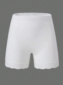 Young Girl 4pcs/Pack Lace Splice Solid Color Comfortable Boxer Briefs - Multicolor - View 3