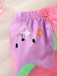 少女可愛的數字印花動物紋襪褲，休閒舒適，七分襪褲 - 彩色 - 查看 5