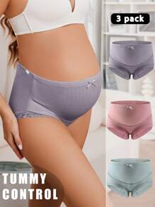 SHEIN Maternity 3pcs Solid Contrast Lace Panties For Mother, Lingerie - Multicolor - View 4