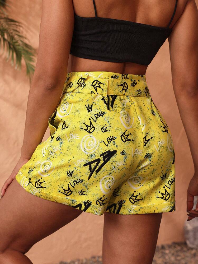 Designer Boho Bohemian Vacation Leisure Belted Loose Printed Shorts, For Summer, Holiday, Beach, Festival, Ibiza Fits