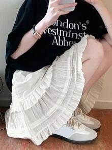 Vestido con estampado floral femenino, falda plisada de unicolor de cintura alta casual para vacaciones para mujeres