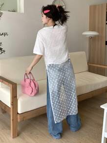 DAZY Round Neck Loose Fit Printed Short Sleeve T-Shirt - White - View 5