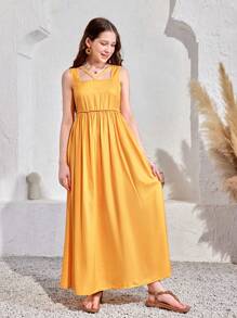 SHEIN Bộ đầm hở lưng in hình cô gái tuổi teen và có thắt lưng - Nhiều màu - Xem 4