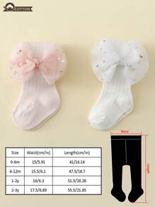 2pcs Toddler Girls' Mesh Bows Basic Pantyhose Suitable For Daily Wear All Year Round - Multicolor - View 5