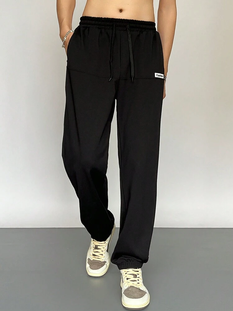 Pantalon Décontracté 100 % Coton à Carreaux Avec Cordon De Serrage Pour