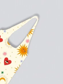 Milena Braga Art Túi Tote Vest Họa Tiết Mặt Trời Tình Yêu Màu Be Kỳ Nghỉ, Sức Chứa Lớn Cho Sinh Viên Đại Học Ngày Lễ Tình Nhân - Nhiều màu - Xem 3