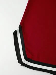 Manfinity Homme 男士彩色拼接邊緣圓領休閒春夏短袖T恤 - 紅色 - 查看 6