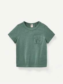 Cozy Pixies Weicher Strick, Lässiges Urlaubs-t-shirt Mit Rundhalsausschnitt Und Kokosnussbaum-, Giraffen- Und Automuster Für Babys (jungen), 3er-set