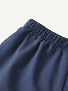 Cozy Pixies Baby Boy Summer Striped Print Shirt & Plain Color Shorts - Blue - View 5