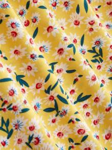 Celure Váy dây mảnh in hoa cỡ lớn cho nữ, mùa hè - Màu vàng - Xem 4