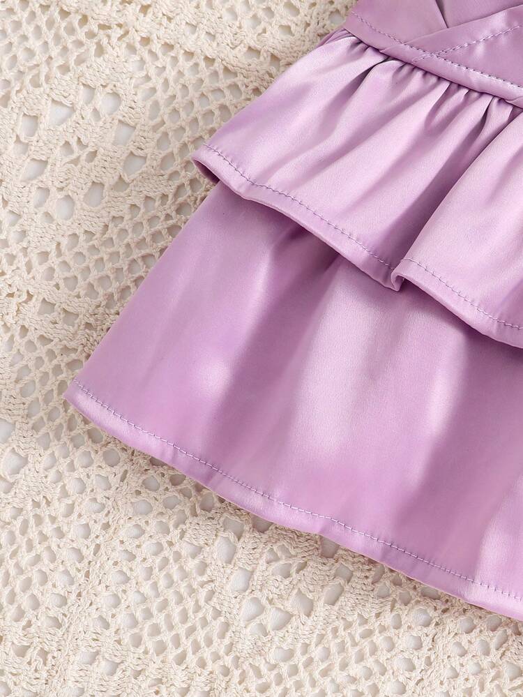 Baby Girl Princess Style Ruffle Hem Cami Top And Shorts Set, Summer